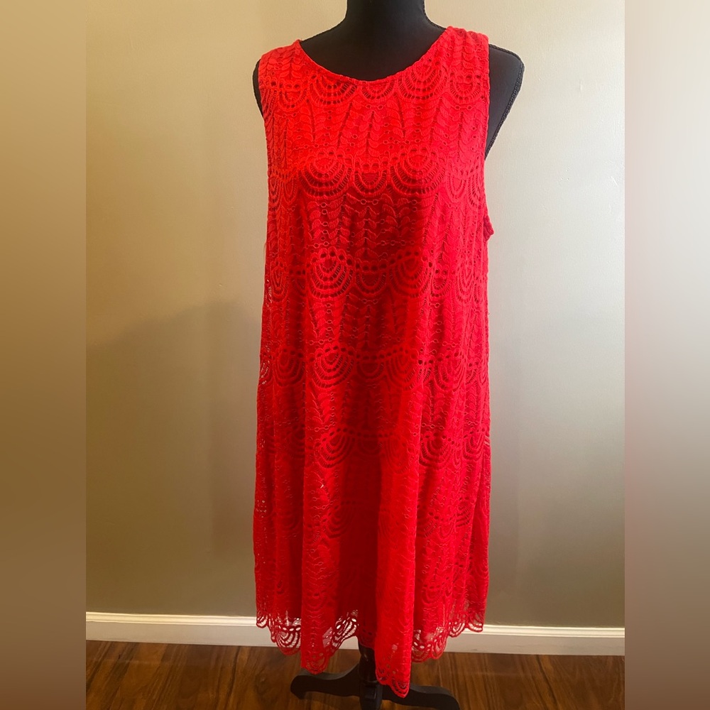 Sharagano Poppy Red lace dress - NWT - Size 14